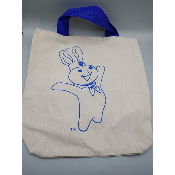 1990s New PILLSBURY Doughboy POPPIN' FRESH Canvas TOTE BAG Flour Baking - Picture 1 of 2